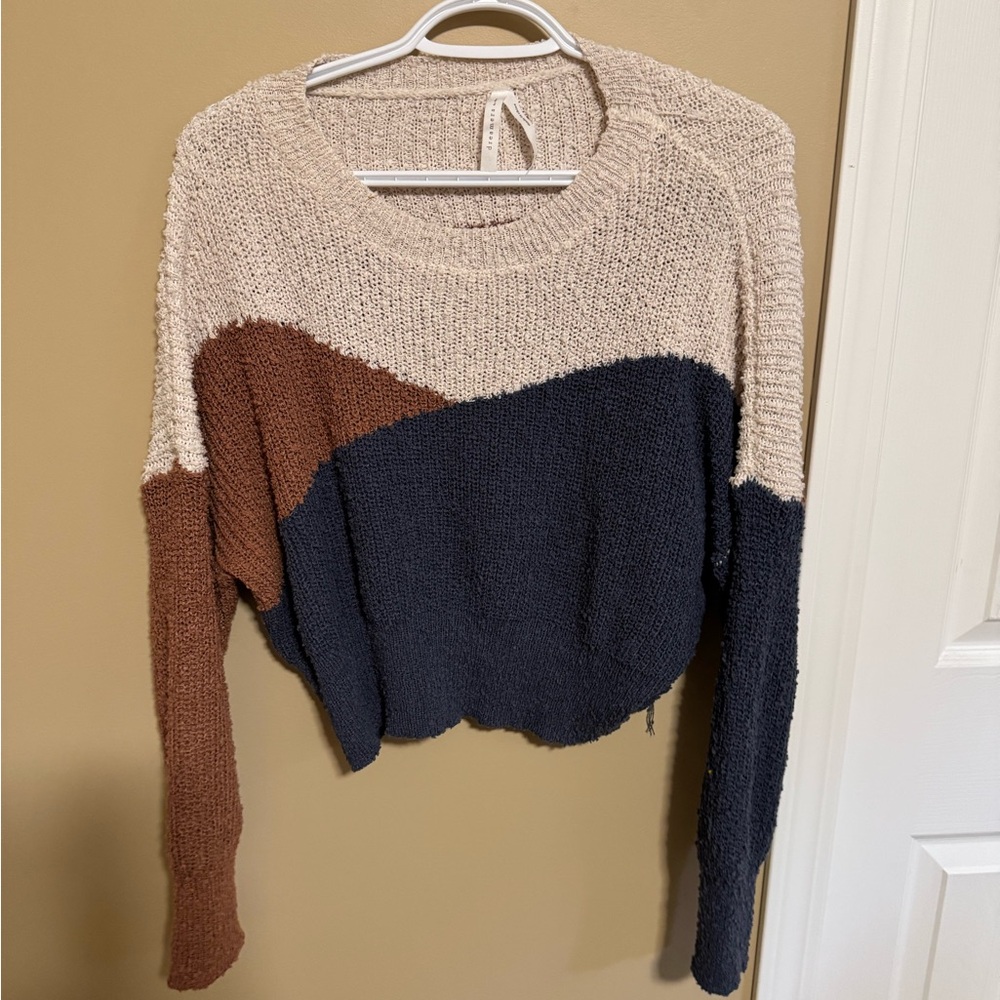 Dreamers Colorblock Sweater - Cream, Brown, and Navy